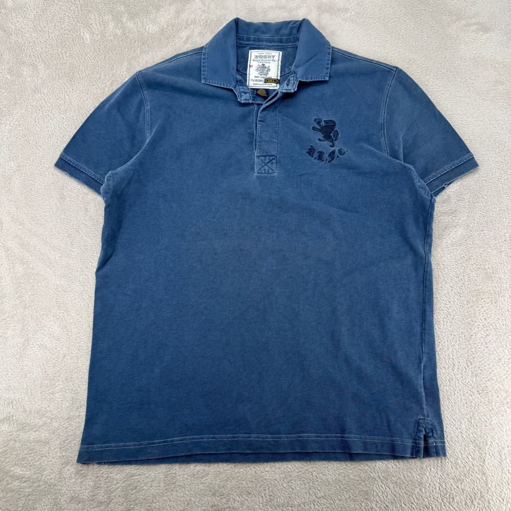 Rugby Ralph Lauren Mens Polo Shirt Large Blue Preowned Distressed Lion Logo